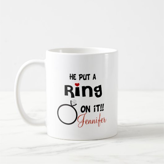 Grappig gepersonaliseerd dat hij er een ring op ze koffiemok (Links)