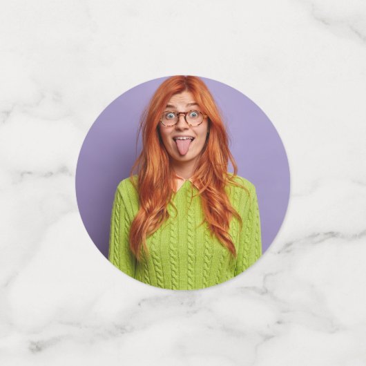 Grappig gepersonaliseerd feesthoofd aangepaste fot confetti (Kleine voorkant)