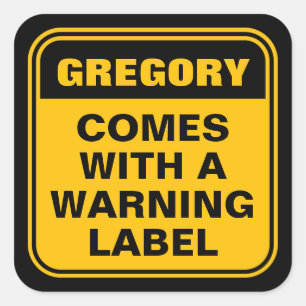 Grappig gepersonaliseerd geel komt met waarschuwin vierkante sticker