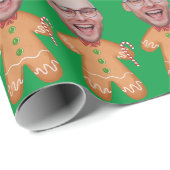 Grappig gepersonaliseerd gezicht foto peperkoek Xm Cadeaupapier (Rol Hoek)