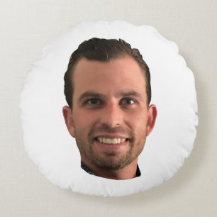 Grappig gepersonaliseerd gezichtscadeautje fotovri rond kussen