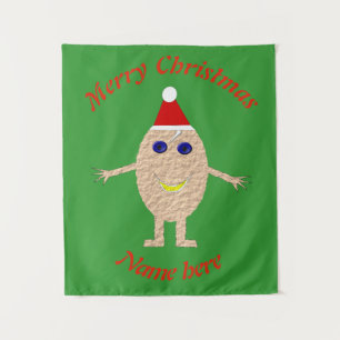 Grappig gepersonaliseerd kerst ei wandkleed
