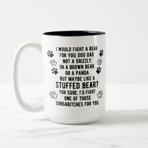 Grappig gepersonaliseerd vecht een Beer voor je va Tweekleurige Koffiemok