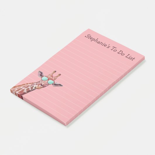 Grappig gepersonaliseerde Giraffe om lijst te doen Post-it® Notes (Schuin)