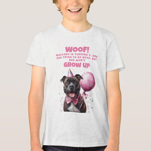 Grappig Gepersonaliseerde Hond Verjaardag Broer Tri-Blend Shirt (Voorkant)