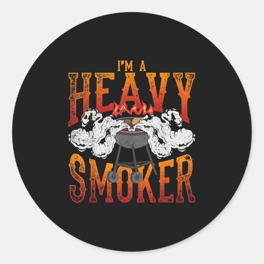 Grappig Gerookt Vlees Lover BBQ Chef Grillmaster G Ronde Sticker (Voorkant)