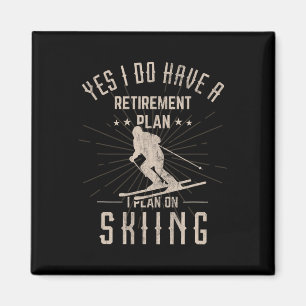 Grappig geschenk voor gepensioneerde skiër magneet