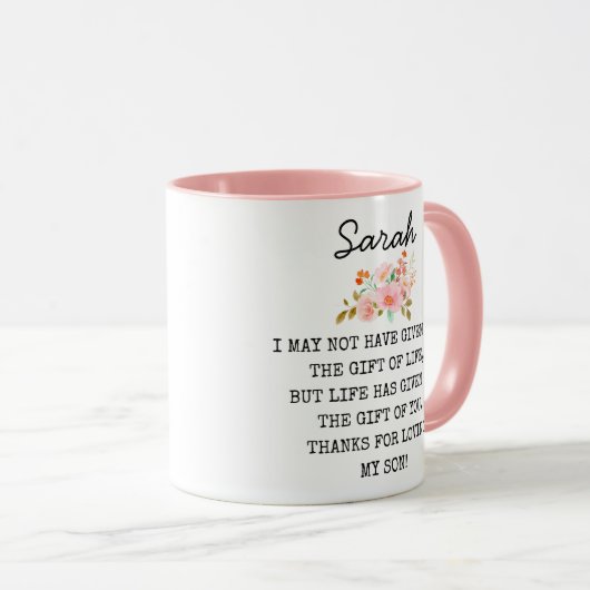 Grappig Geschenk voor Schoondochter, Gepersonalise Mok (Voorkant rechts)