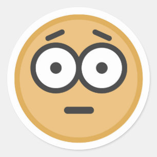 Grappig geschokt bezorgde emoji gezicht ronde sticker