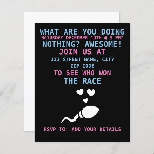 Grappig geslacht onthult partijuitnodiging (Voorkant / Achterkant)