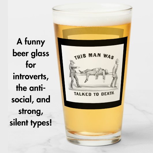 Grappig "Gesprek met de Dood" Introvert Man Glas