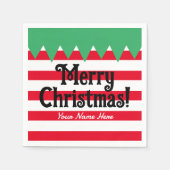 Grappig gestreept elf pak op maat kerstfeest servet (Voorkant)