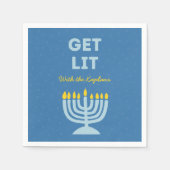 Grappig "Get Lit" Chic Gepersonaliseerde Menorah C Servet (Voorkant)