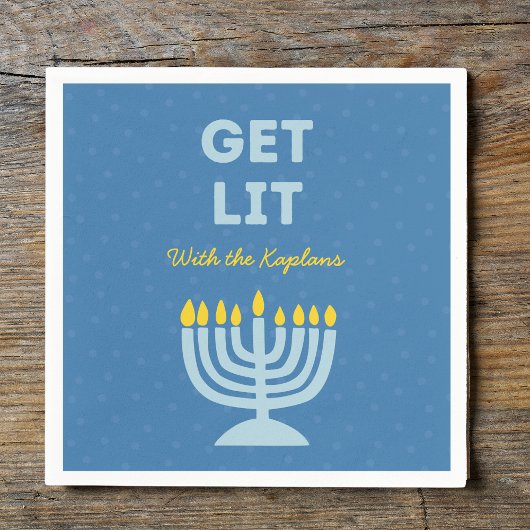 Grappig "Get Lit" Chic Gepersonaliseerde Menorah C Servet