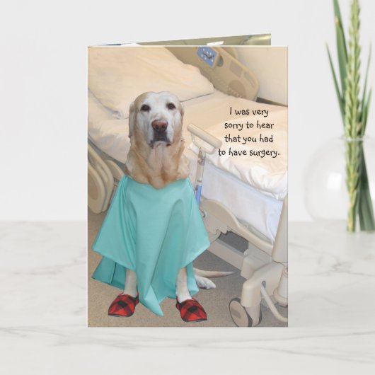 Grappig Get Well Lab in Hospital Gown Kaart (Voorkant)