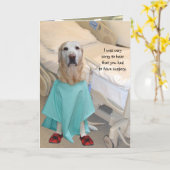 Grappig Get Well Lab in Hospital Gown Kaart (Gele Bloem)
