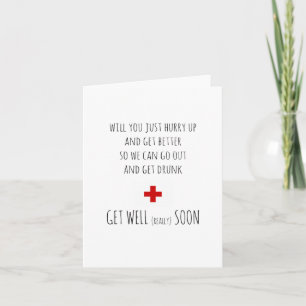 Grappig Get Well Note Kaart - Get Well Kaart