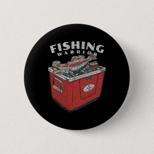 Grappig Gevist Warrior Gezegde Visser Gra Ronde Button 5,7 Cm