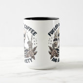 Grappig "Gevoed door koffie en angst" Skelet Mok (Midden)