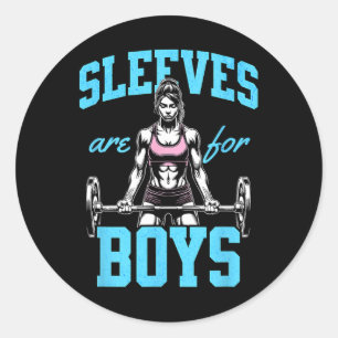 Grappig Gewichtheffen Bodybuilding Vrouw Sleeves J Ronde Sticker