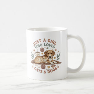 grappig Gewoon een meisje dat van katten en honden Koffiemok