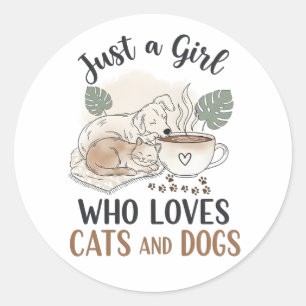 grappig Gewoon een meisje dat van katten en honden Ronde Sticker