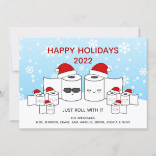 Grappig Gewoon Mee Rollen Toiletpapier Familie van Feestdagenkaart