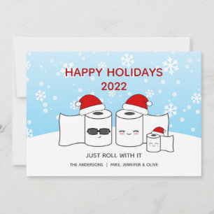 Grappig, gewoon meegaan met de stroom toiletpapier feestdagenkaart