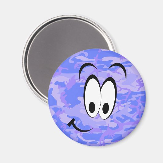 Grappig gezicht camouflage pastel blauw Abstract p Magneet (Voorkant / Achterkant)