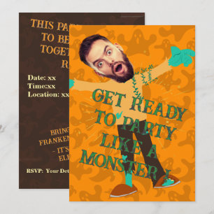 Grappig gezicht Feest als een monster volwassen Kaart