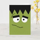 Grappig Gezicht Frankenstein voor Halloween Kaart (Gele Bloem)