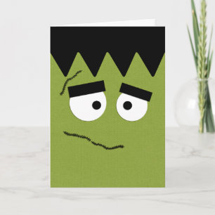 Grappig Gezicht Frankenstein voor Halloween Kaart