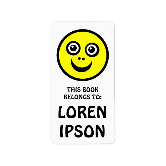 Grappig gezicht - Geel - Boekplaat Etiket (Voorkant)