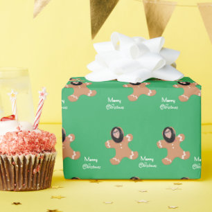 Grappig gezicht gember koekje vrolijke kerst foto cadeaupapier