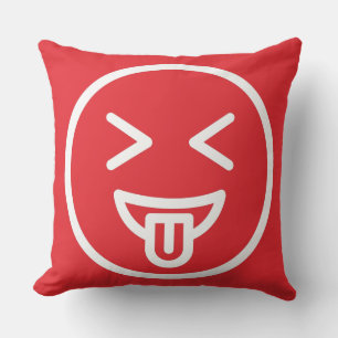 Grappig gezicht lachend humor trendy rood schattig kussen