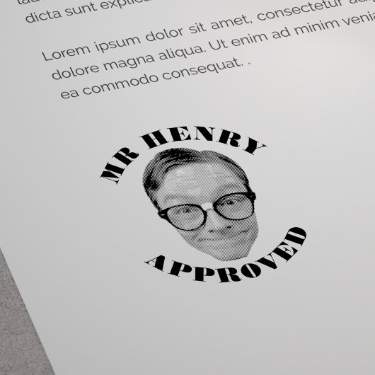 Grappig gezicht leraar goedgekeurd 	rubberstempel