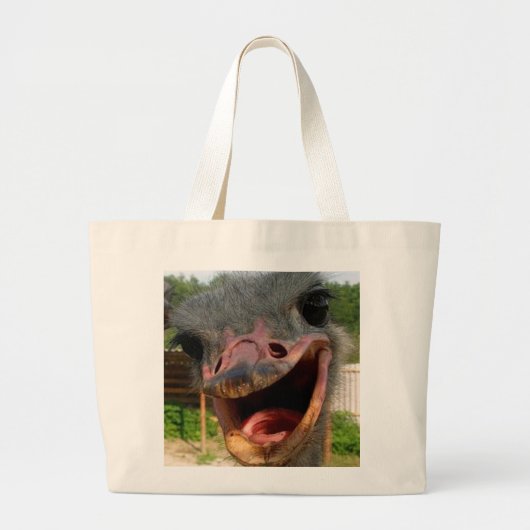 Grappig gezicht struisvogel foto grote tote bag (Voorkant)