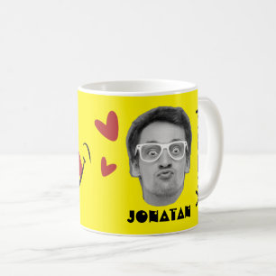 Grappig gezicht Yummy Smile Fun Yellow Foto Mok