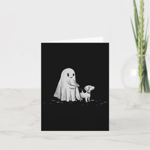 Grappig Ghost Walking Dog Spooky Seizoen Halloween Kaart