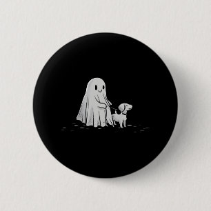 Grappig Ghost Walking Dog Spooky Seizoen Halloween Ronde Button 5,7 Cm