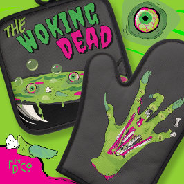 Grappig Ghoulishly Delicious Woking Dead Pun Ovenwant & Pannenlap Set