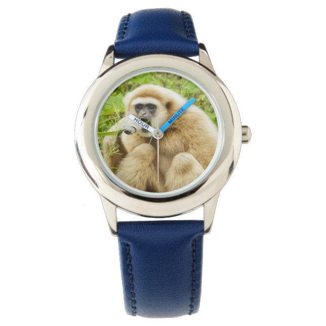 Grappig Gibbon Monkey Foto Kinder Horloge (Voorkant)