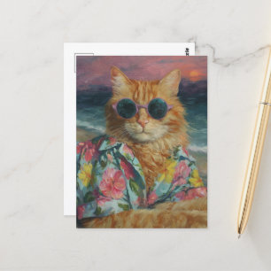 Grappig Ginger Kat in zonnebril Briefkaart