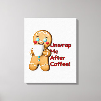 Grappig Gingerbread Kerst Koffie Canvas Muurkunst Afdruk