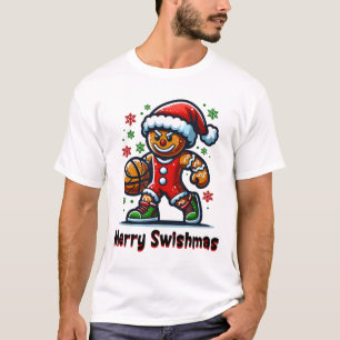 Grappig Gingerbread Sketll Christmas Mannen Boys K T-shirt