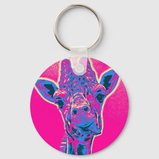 Grappig Giraffe die zijn tong uitkraakt Sleutelhanger (Voorkant)