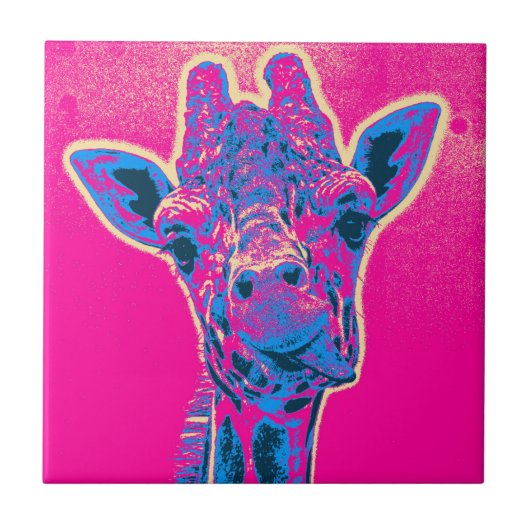 Grappig Giraffe die zijn tong uitkraakt Tegeltje (Voorkant)