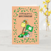 Grappig Giraffe Kraft Paper St. Patrick's Day Cust Kaart (Gele Bloem)