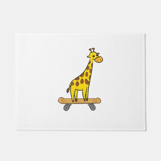 Grappig Giraffe Lover Giraffe Skateboard Deurmat (Voorkant)