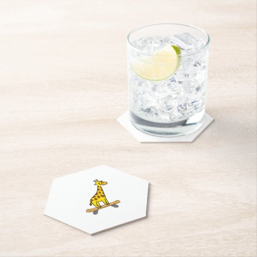 Grappig Giraffe Lover Giraffe Skateboard Kartonnen Onderzetters (Insitu)